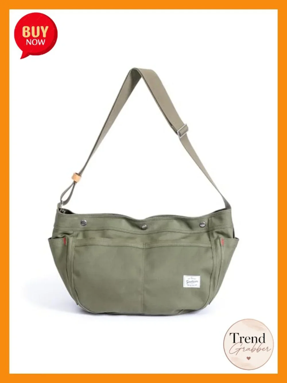Canvas Crescent Crossbody Bag with Adjustable Wide Strap, Large Capacity